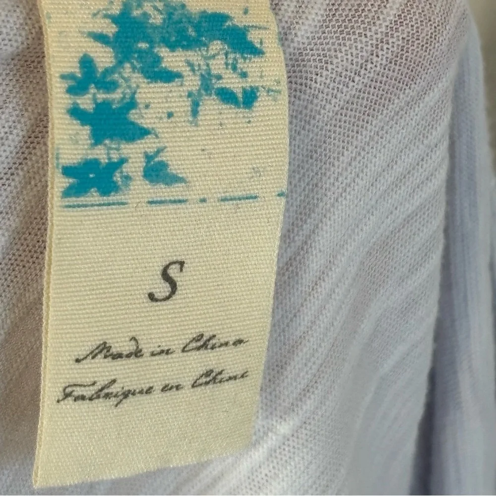 Anthro C Keer Blue Grey Cotton Embroidered Floral Sleeveless Blouse Small - Picture 2 of 8